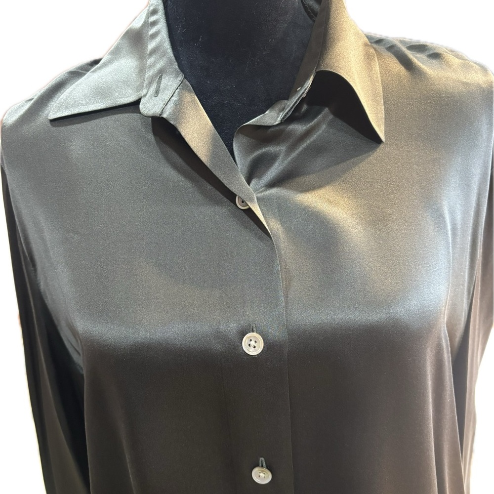 Elegant Women's Satin Blouse - Black